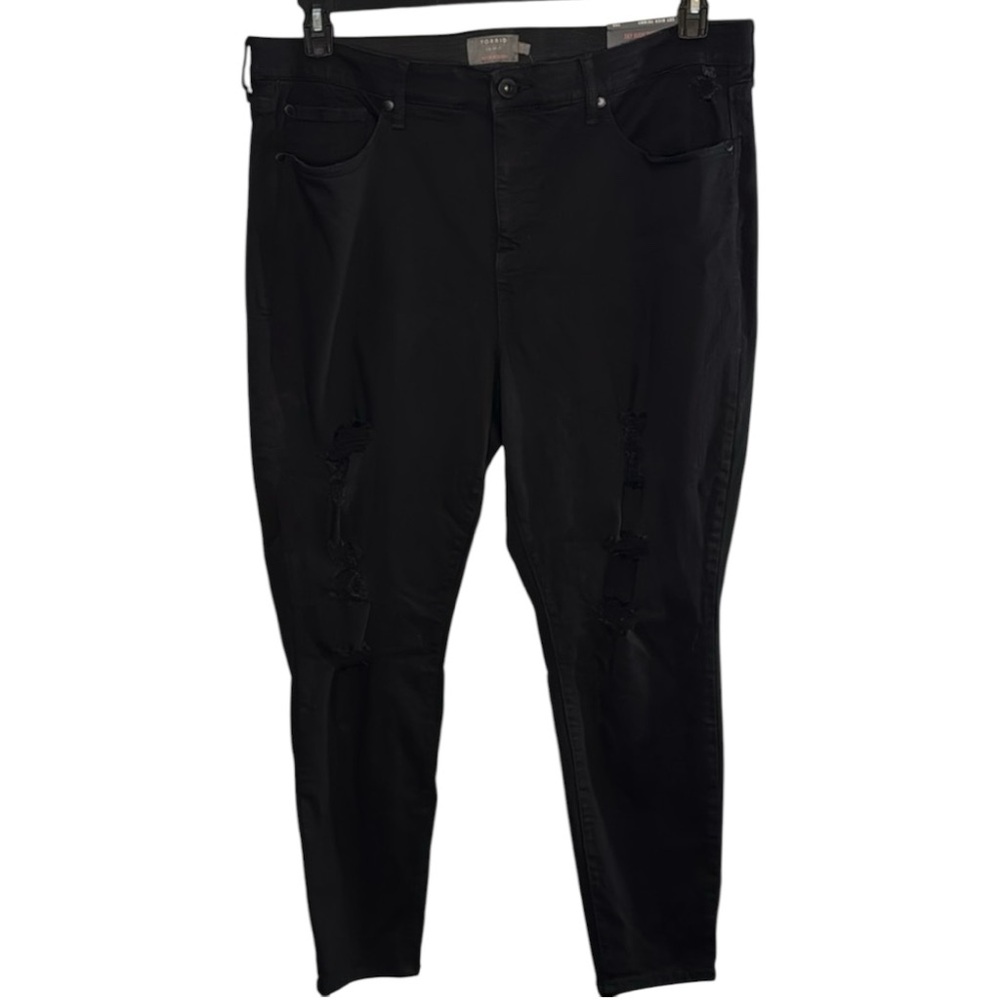 Torrid Jeans Black Skinny High Rise Distressed‎ Stretch in Size 20  NWT